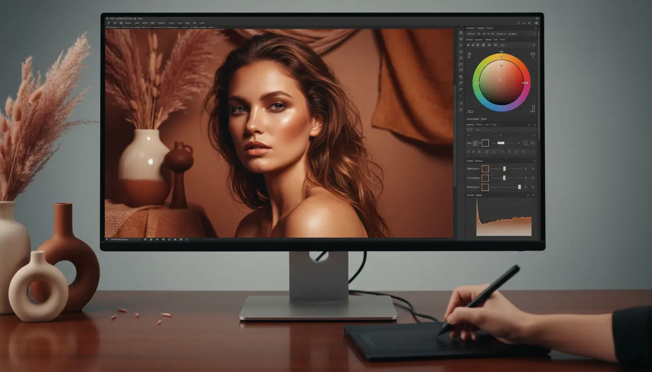 AI image editor workspace for touch-ups after upscaling